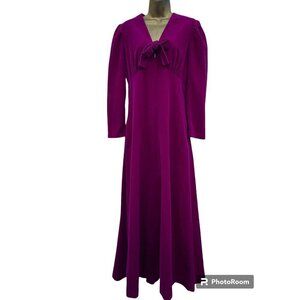 Vintage Vanity Fair Robe 14 Velour House Dress Zip Up Bow Witch Goth 38B x 30W